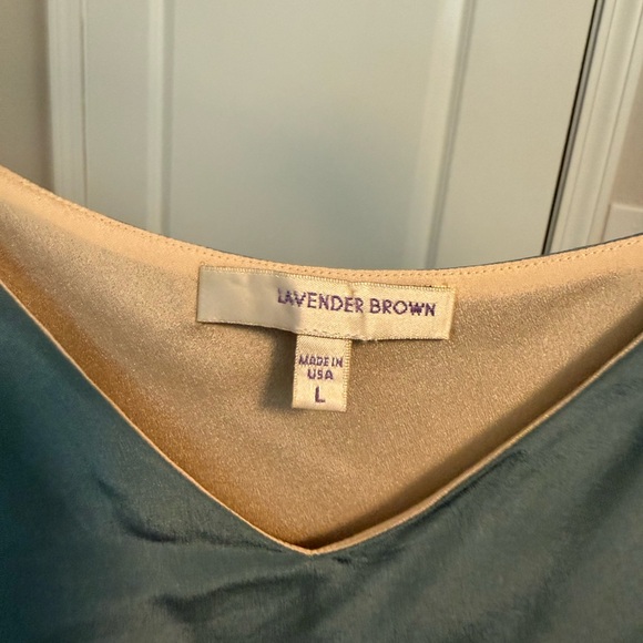 Lavender Brown Teal Silk Dress